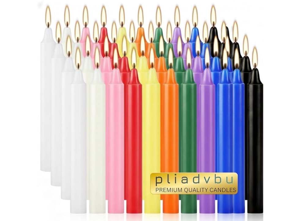 Pliadvbu 40 Pack Spell Chime Candles Multicolored Taper